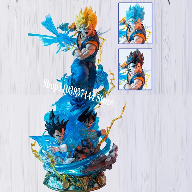 

46cm Vegetto Blue Figure Dragon Ball Action Figure Super Saiyan Goku LS Vegetto 3 Headed Statue Oversize Doll PVC Collection Toy