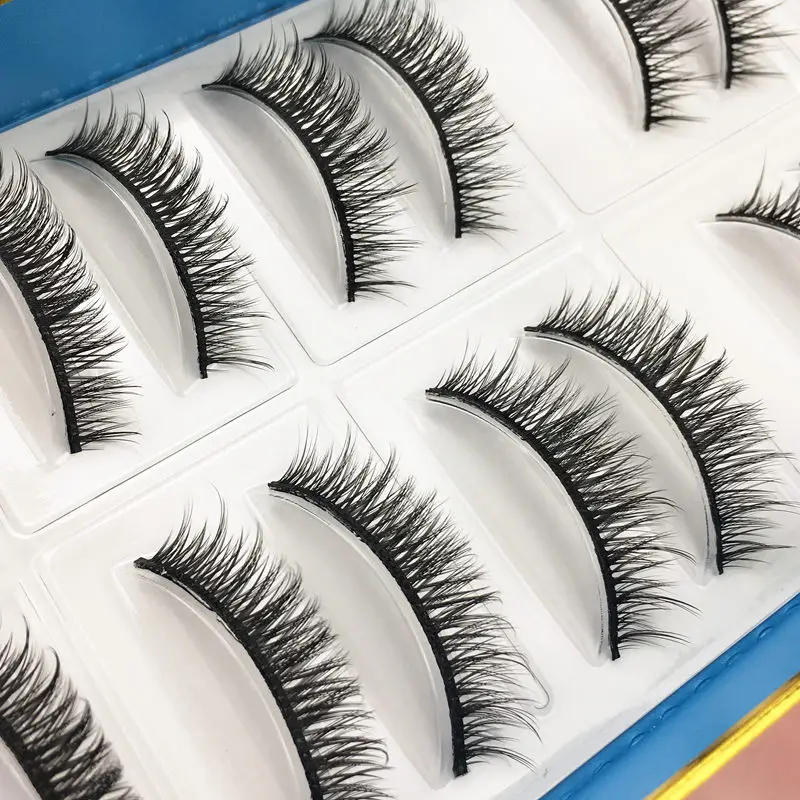 Natural imitation of real and fake eyelashes, recommended by charming eye makeup artists, cross soft and thick style 10 pairs