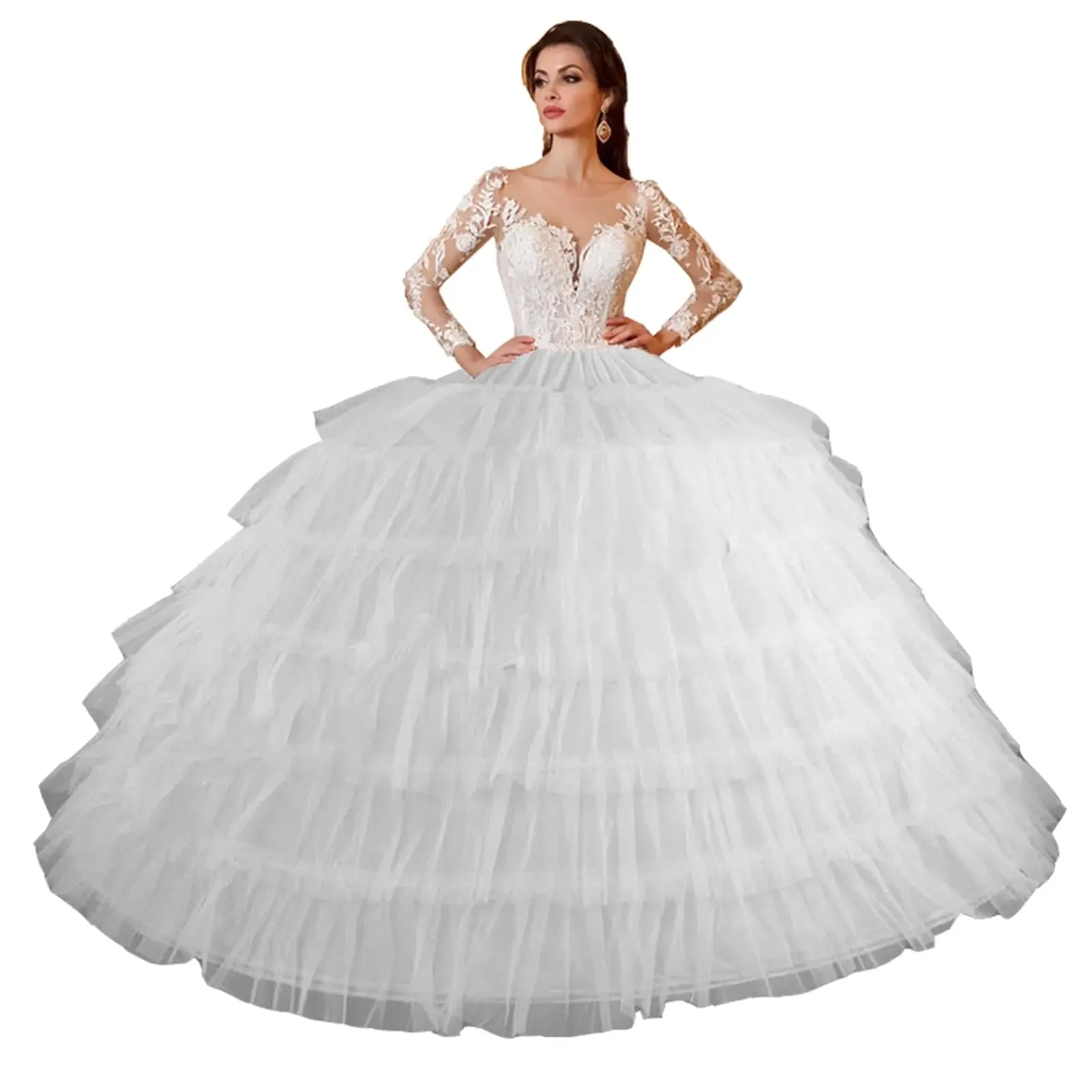 Women's Tulle Petticoat Wedding Petticoat Underskirt Wedding Crinoline Wedding Dress 6 Hoop White for Bridal Dress