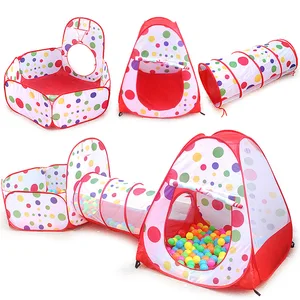Tenda portátil bola piscina para crianças, cercadinho, bola pit, rastejando túnel, playground, quintal, quarto, kids' gift, 3 em 1 8 principais vendas barraca piscina de bolinha - №6