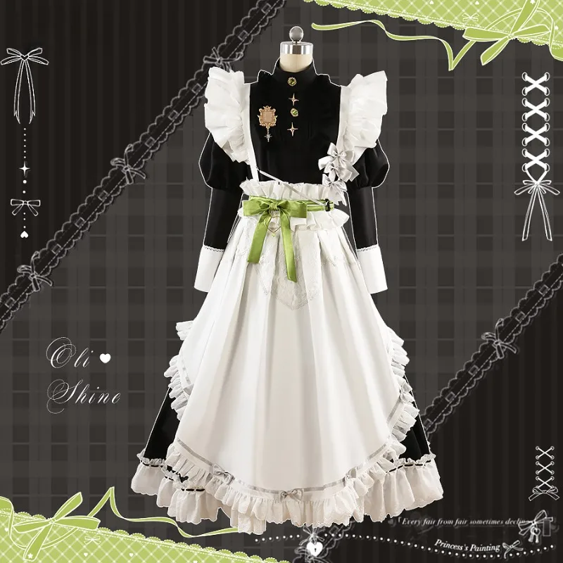 Costume personnalisé de Cosplay Olivine pour hommes et femmes, jeu d'anime aux: carnaval, robe de femme de chambre, tablier, nœud, bande de sauna