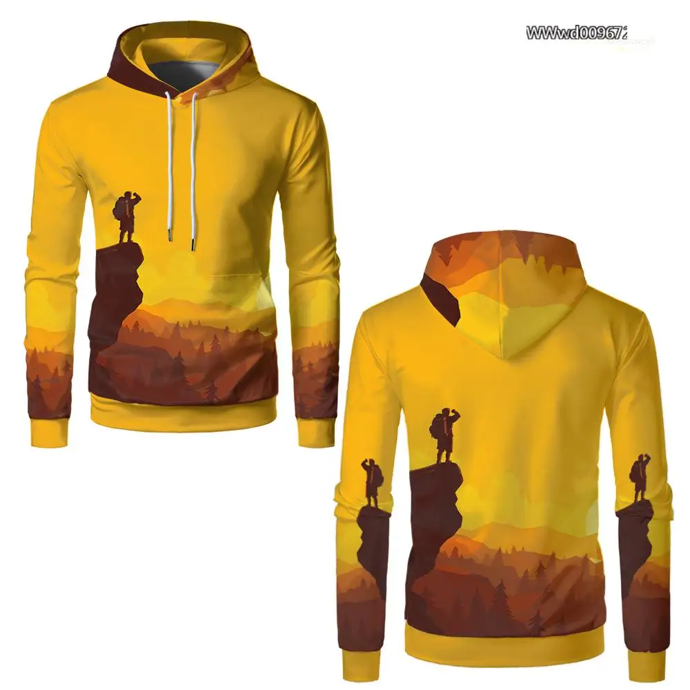 Spring And Autumn Outdoor Adventure Pattern Print Hoodie Sports Fashion Personality Sweatshirt Men's And Women's Warm Sweatshirt
