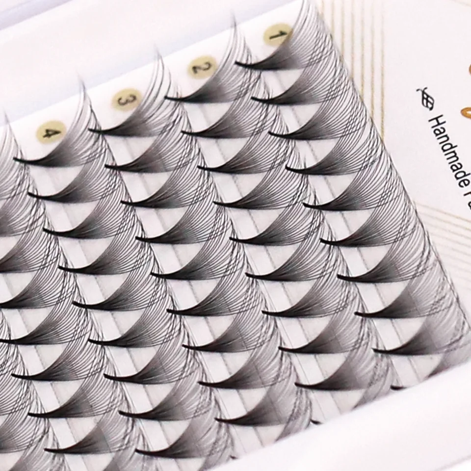 AGUUD 10 trays/lot Korea premade russian volume lashes super fans needle pointy stem narrow base promade fans eyelash extensions