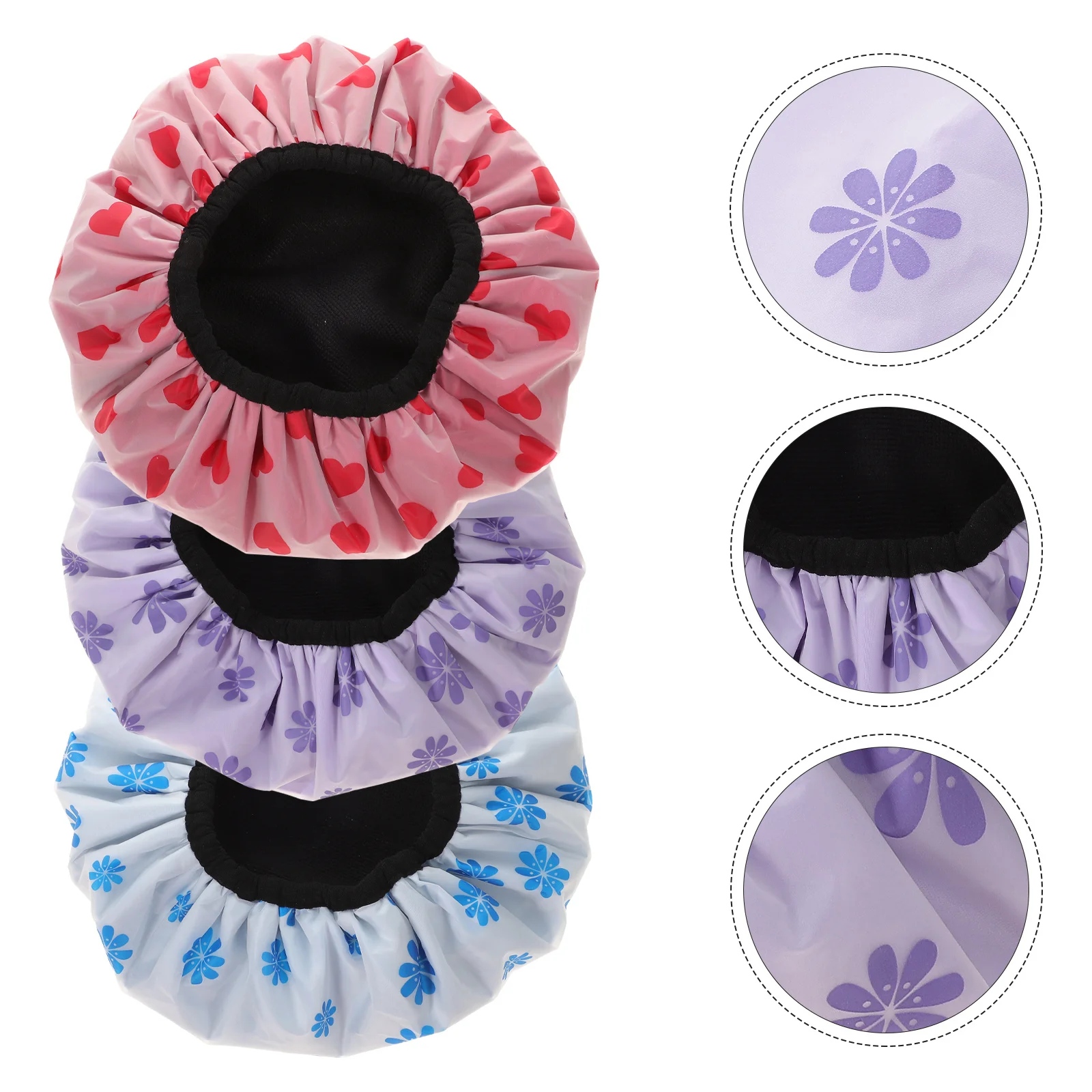 

4Pcs Waterproof Shower Caps Reusable for Women Breathable Bath Hair Covers Comfortable Fit for Spa Makeup Sleep Dry Hair