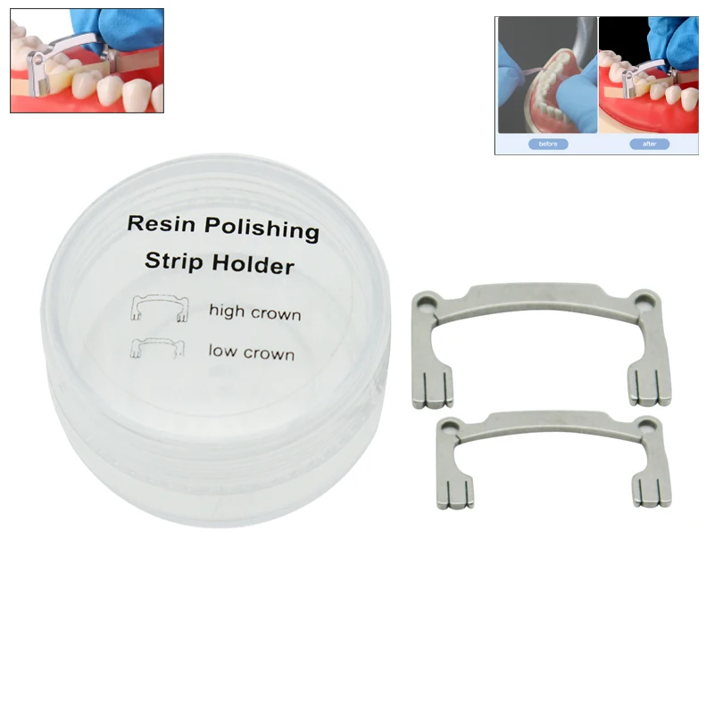 2PCS/Set Dental Autoclavable Resin Polishing Strip Holder High Crown Low Crown Autoclavable Stainless Steel Dentist Instrument