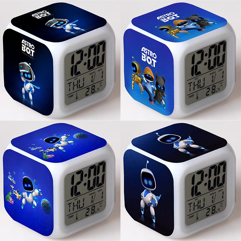 Astro Bot Alram Orologio Astronauta LED Cambia colore Camera da letto multifunzione Orologio elettronico luminoso per bambini Regalo per bambini