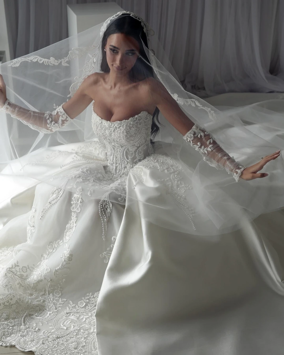 Бальное платье Свадебное платье с длинным рукавом Vestidos De Novia 2024 Princesas Luxury Para Boda Civil Sob Medida En Oferta Casamento Novia