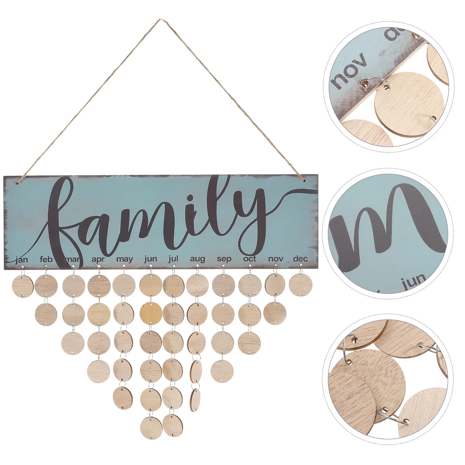 Деревянный календарь, подвесная табличка, красочная семейная доска для напоминания о дне рождения, украшение для дома, стены 12x5 см, легкое сборное своими руками