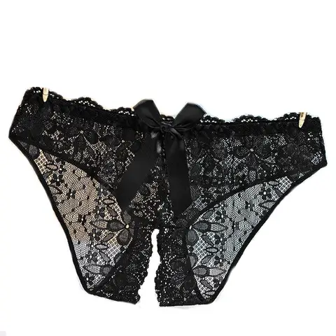 Hot Sale Lady Lace Intimate sexxy Woman Accessories Open Croch Panties Transparent Bowtie Lingerie Female Brief Underwear For sexx