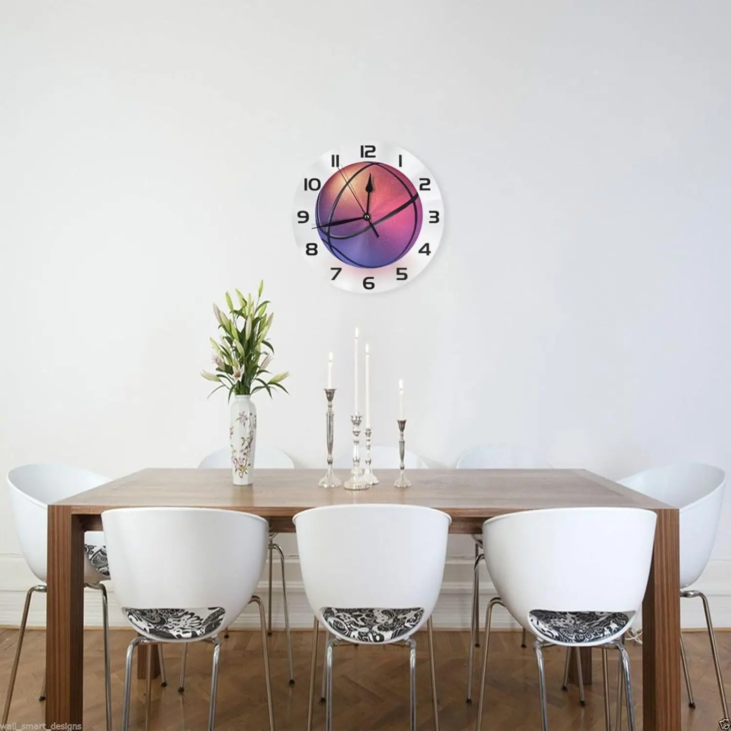 Basketball Neon Wall Clock 10 Inch Silent Non Ticking Wall Clocks Battery Operated Wall Decorative Clock for Kitchen Office