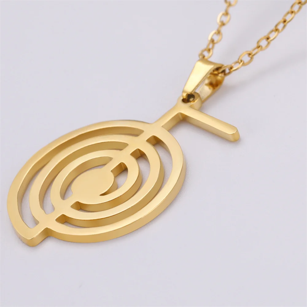 EUEAVAN Stainless Steel Cho Ku Rei Pendant Necklace Reiki Protection Healing Chokurei Necklace Energy Yoga Amulet Jewelry Gifts