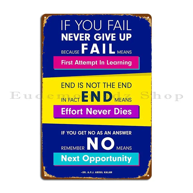 F A I L First Attempt In Learning Metal Sign Club Party Club Bar Designer Wall Plaque Tin Sign Poster