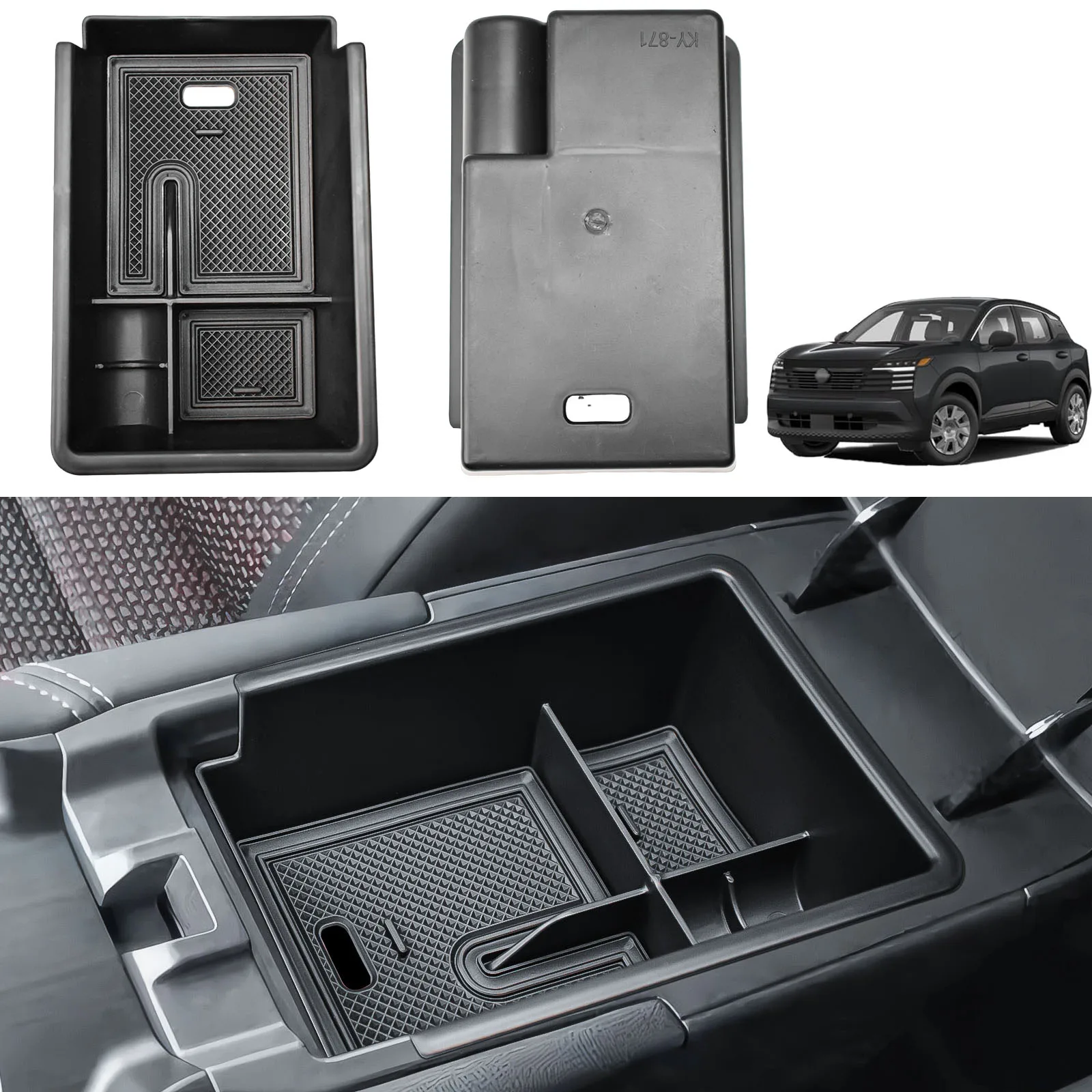 

HGWEI Car Center Console Organizer Compatible with 2025 Nissan Kicks Interior Car Accessories Storage Armrest Box Storage Tray