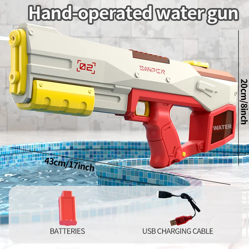 Pistola ad acqua elettrica integrata a mano che assorbe l'acqua, alta pressione e forte assorbimento d'acqua, divertente pistola ad acqua per bambini all'aperto