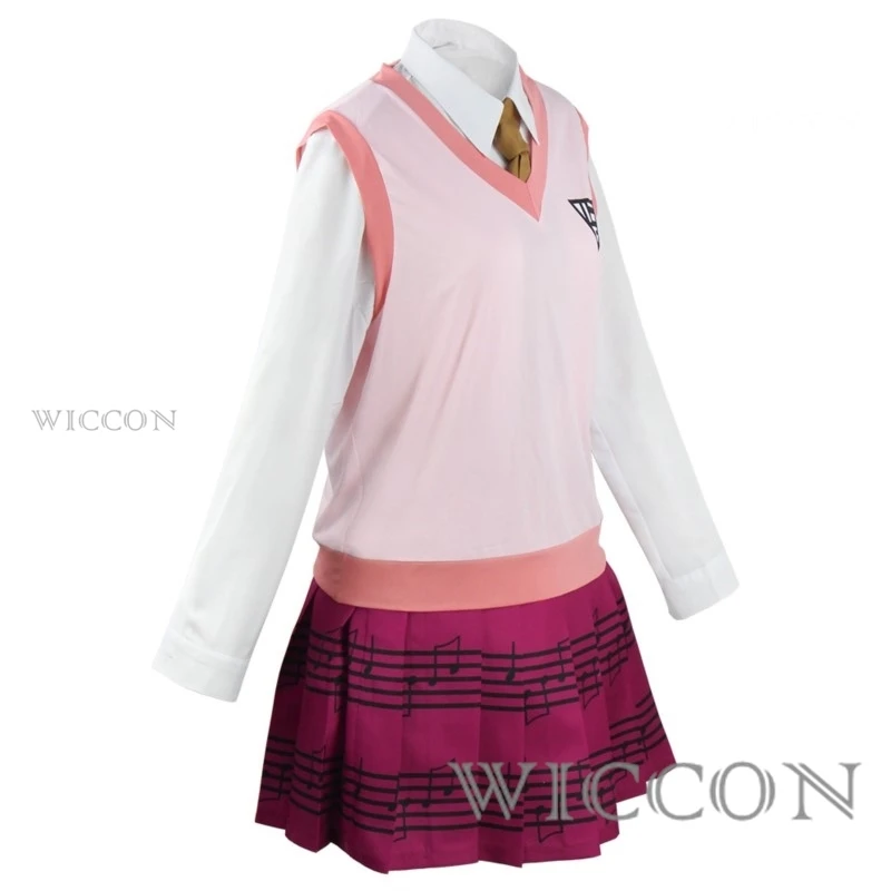 Jogo danganronpa v3 kaede akamatsu cosplay traje peruca camisa feminina colete saia meias meninas jk uniforme escolar trajes de halloween