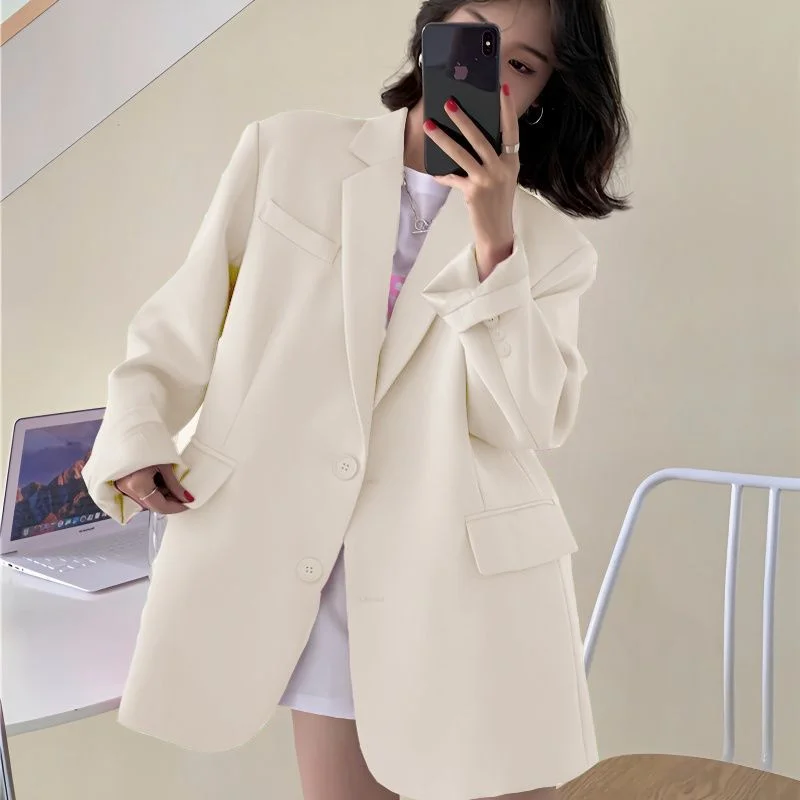 2025 mulheres avançadas mangas compridas topos outwear coreano femme nova cor sólida blazer casaco primavera outono senhoras moda terno jaqueta