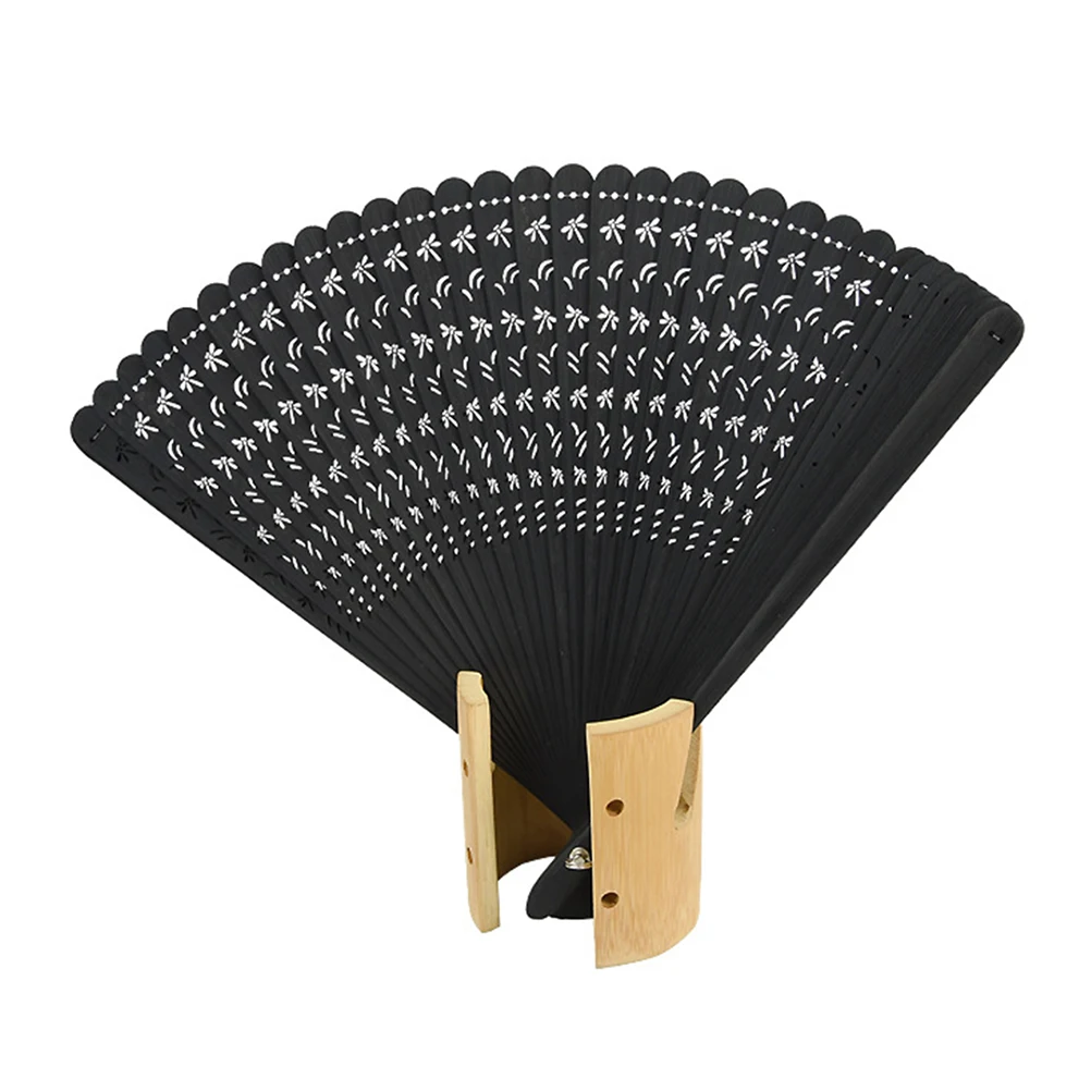 

Elegant Chinese Style Bamboo Folding Fan Handmade Black Dragonfly Hand Fan for Women Ladies Performance Dancing