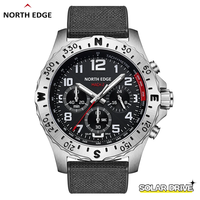 NORTH EDGE Solar Watches for Men 2024 MACH2 New Solar Drive Chronography Quartz Watches Pilot Waterproof 50M Relogio Masculino