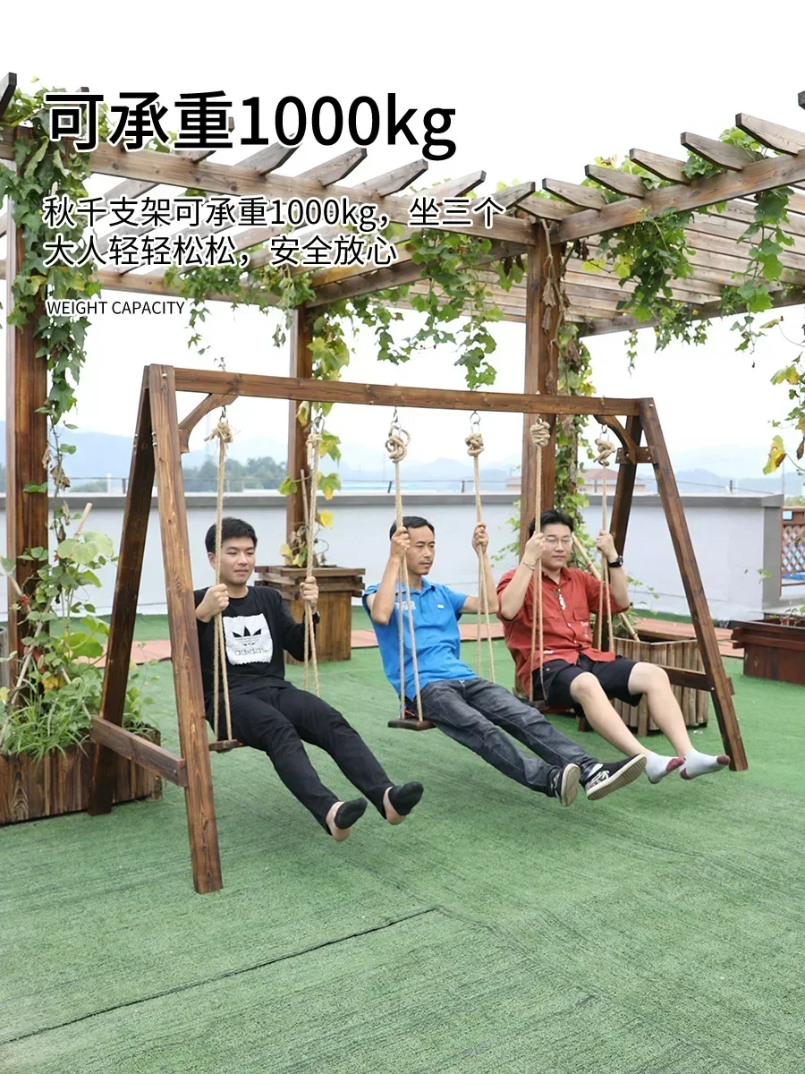 Stock availableOutdoor Rainproof Courtyard Anti-corrosion Wooden Rocking Chair Swing Swing Garden Home Balcony Decoration Wooden