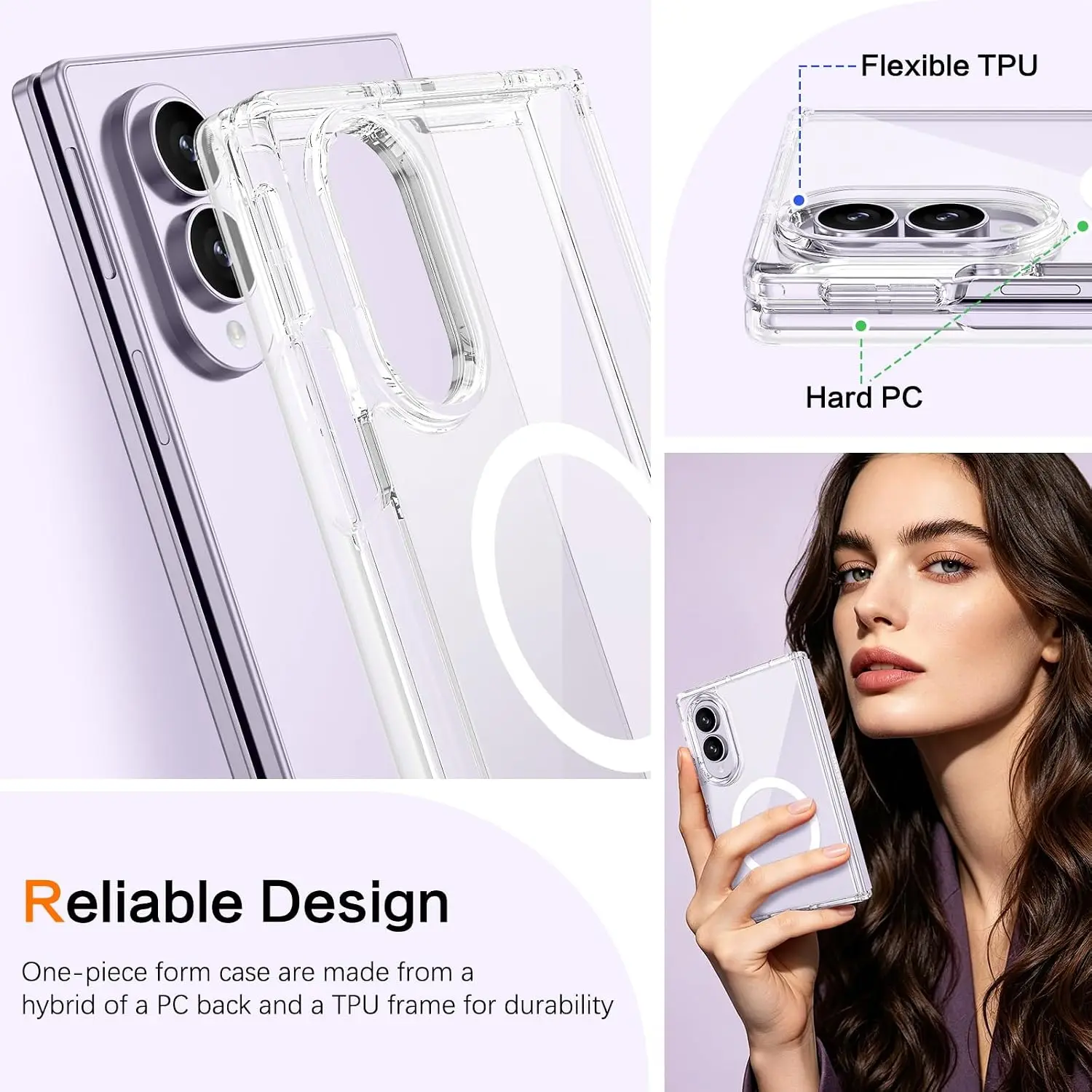 Clear Magnetic Shockproof Phone Case for Samsung Galaxy Z Fold 8 Wide for Magsafe Fold8 PC TPU Hybrid Wireless Charging Cover view 3
