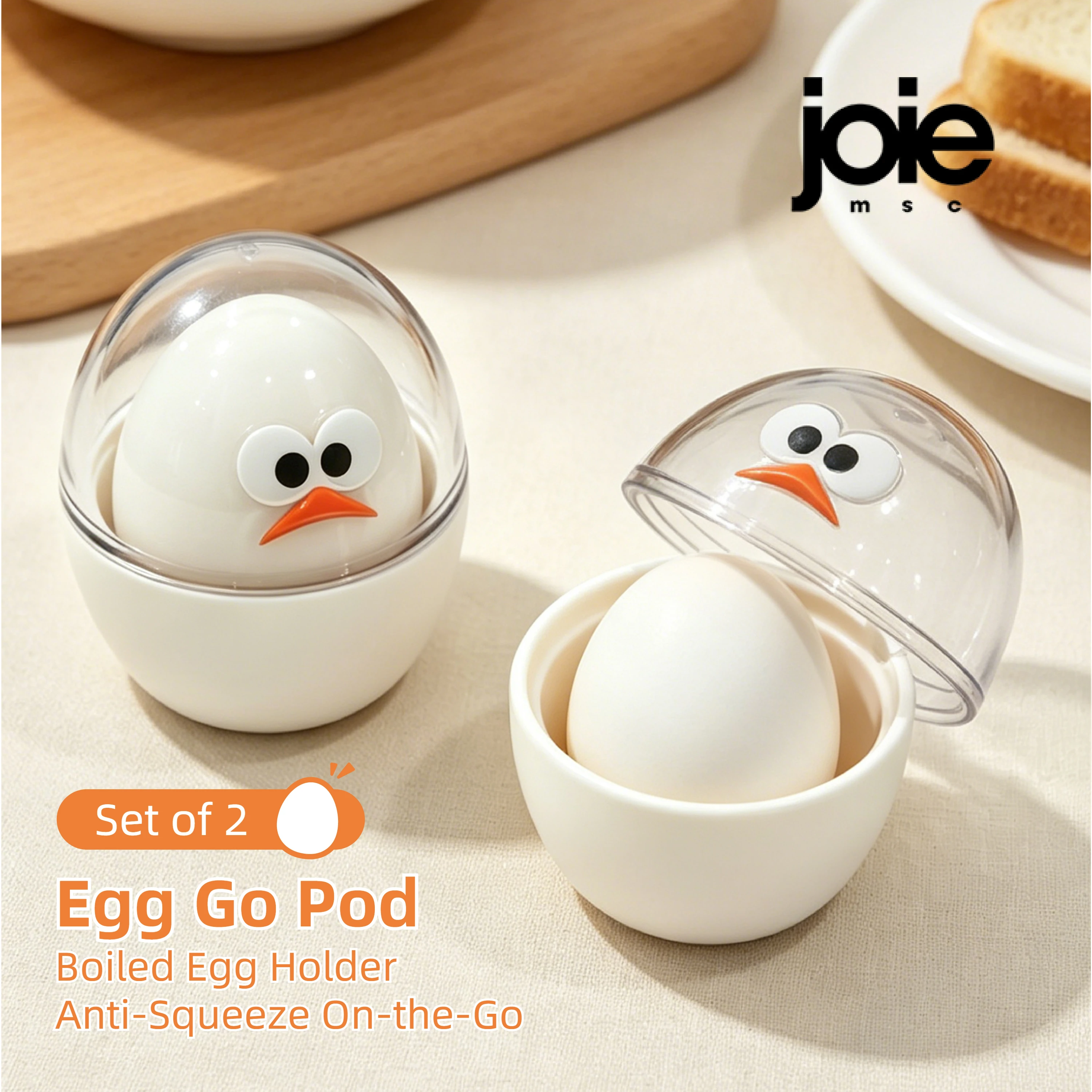 Joie – porte-œufs portable, 2 pièces, étui à œufs incassable, porte-œufs bouillis, pour bureau, école, gymnase, pique-nique, petit-déjeuner, déjeuner