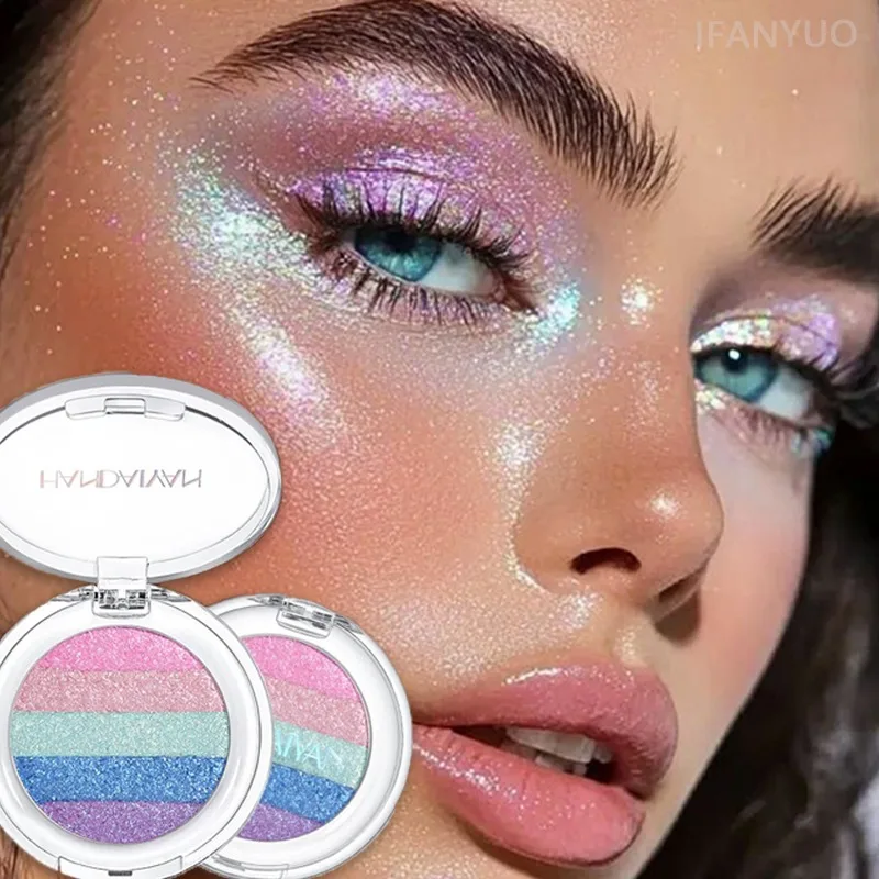 Bunte Chamäleon-Lidschattenpalette, Mehrzweck-Presspuder-Lidschatten, Perlglanz-Blau-Grün, Metallisch Schimmerndes Augen-Make-up