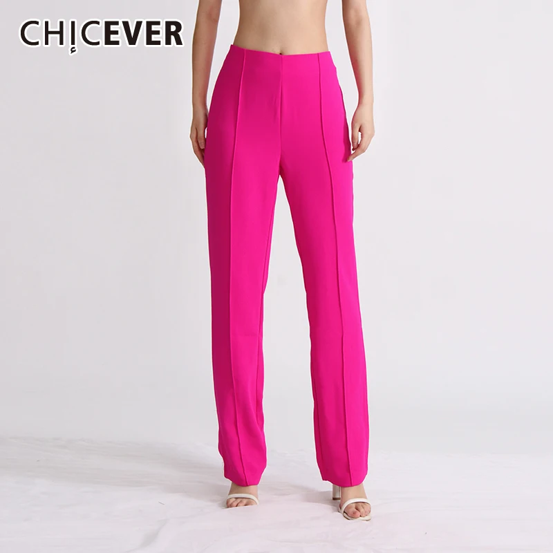 

CHICEVER Solid Pencil Pants For Women High Waist Patchwork Folds Elegant Slimming Long Pant Temperamt Female Spring Clothes 2024