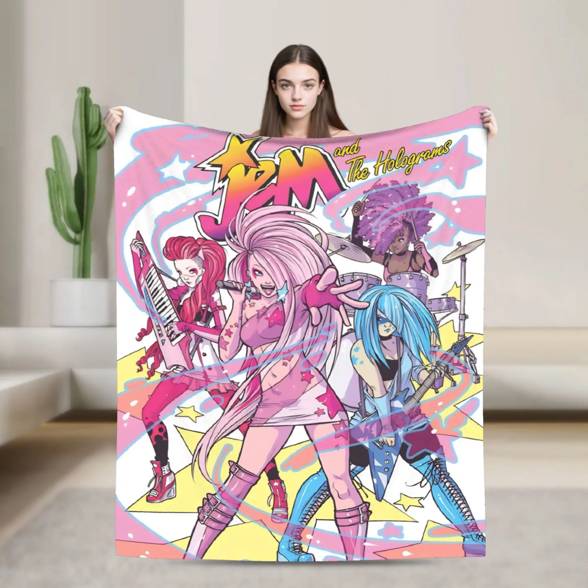 Jem And The Holograms Blanket Cozy Soft  Throw Blankets for Bed 50x60 Inch Multiple Sizes Rug Piece