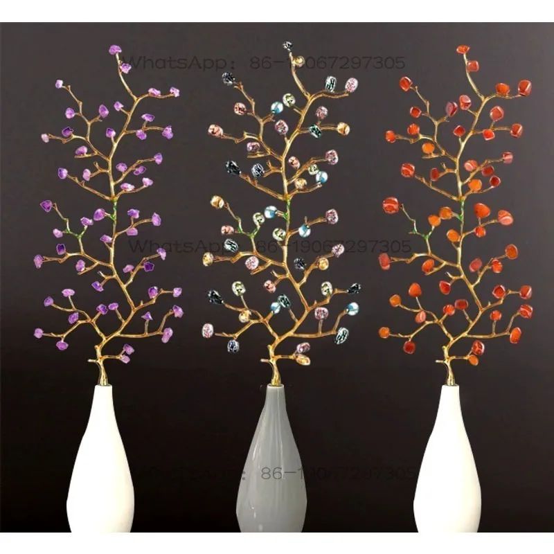 Fortune Tree Natural Crystal Agate Ornament Living Room Entrance Desktop Soft Ornament