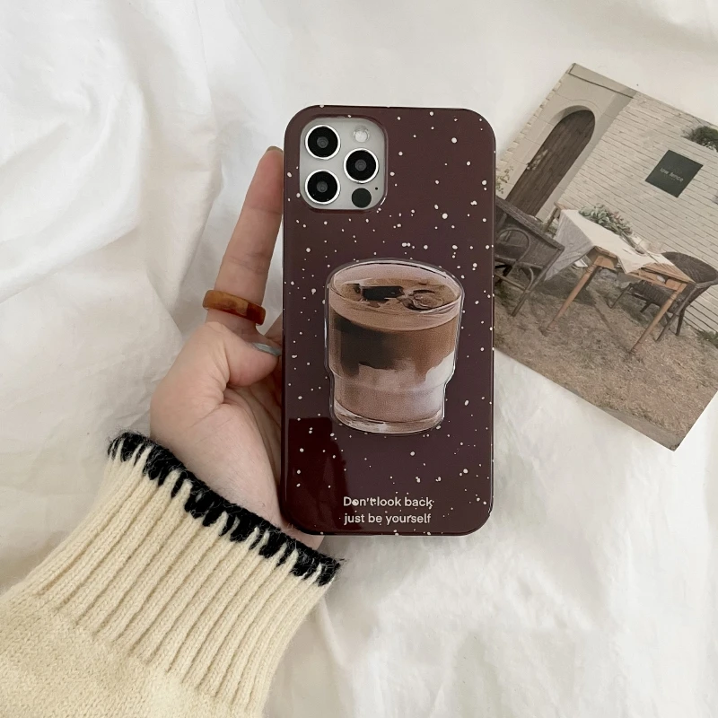 Korean Cute 3D Simulation Coffee Phone Grip Tok Griptok Lovely Holder For iPhone 14 Pro Accessories Universe Phone Stand Holder