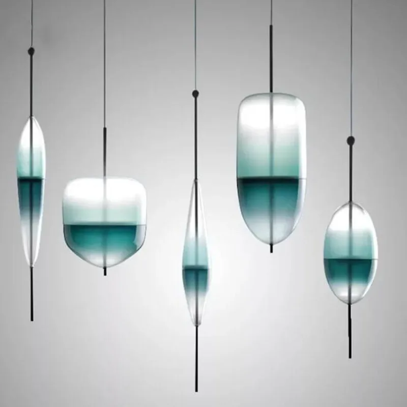 

Venice flow Designer Gradual blue hanging lights art deco pendant light kitchen living room cafe minimalistic glass light