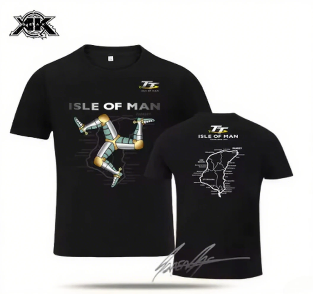 

Fashion Short Sleeve T Shirt Isle of Man Three Legs Icon and Map Design Print Motorcycle Isle of Man Tt Road Motorcycle Race