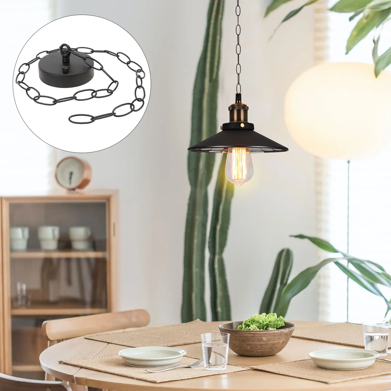 

Hanging Chain Hook Lamp Pendants Decoration Accessories Ceiling Wrought Iron DIY Plate with