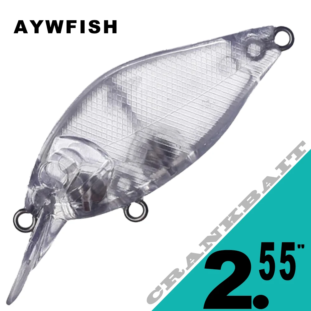 AYWFISH 15PCS Unpainted Crankbait Blanks 65mm 7.2g Floating Artificial Handmade Fishing Lure Shallow Bill Crank Bait Wobblers