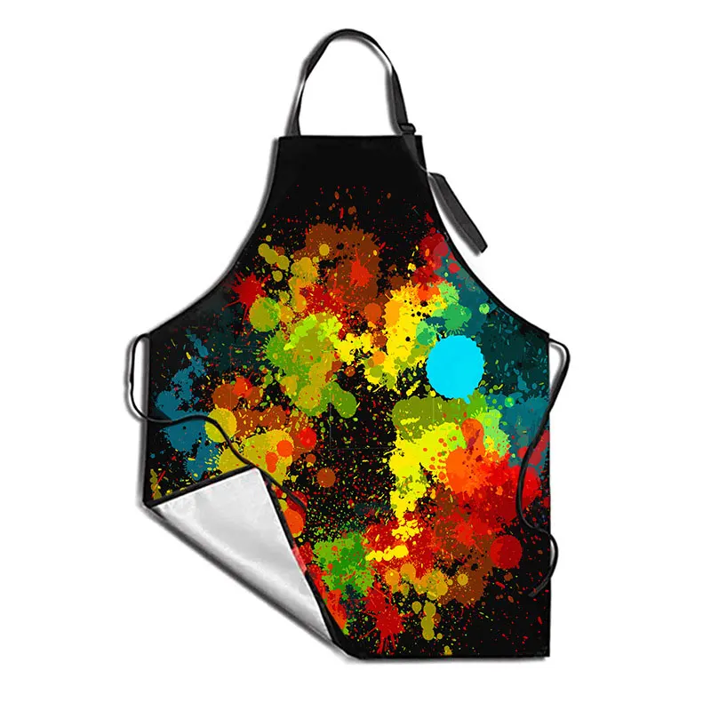 1PC Creative Tie Dye Apron Kitchen Waterproof Aprons For Women Men Oil-Proof Female Adult Cooking Accessories