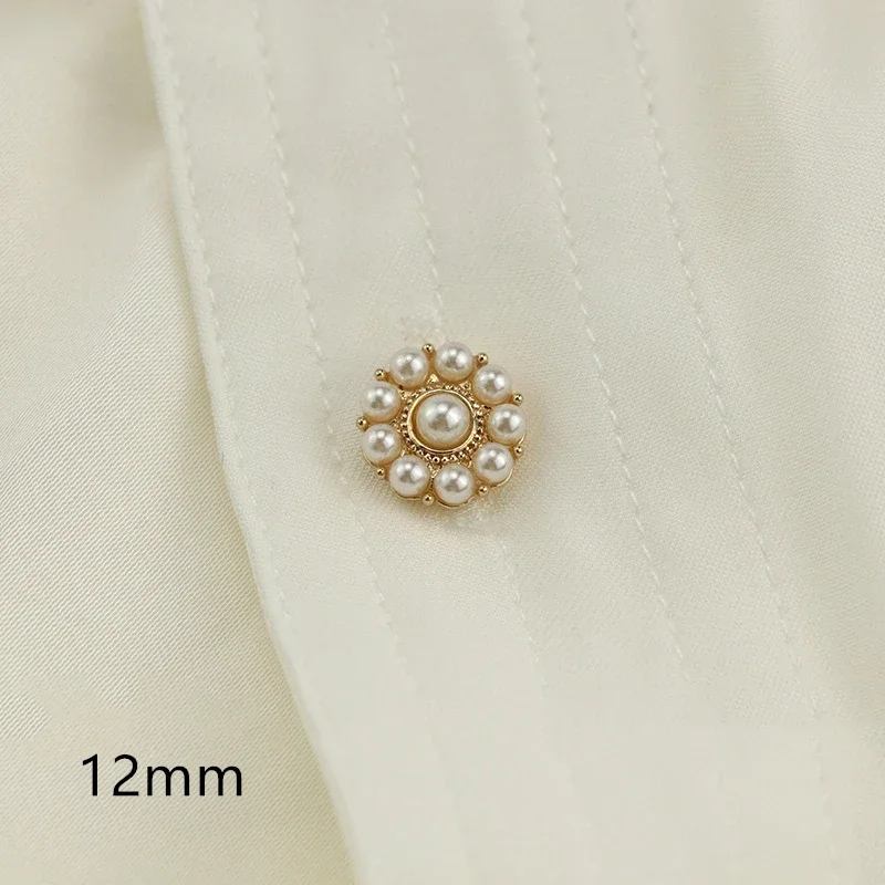 10pcs Super Beautiful Pearl Flower Buttons Decorative Buttons for Women's Shirts 10mm Luxury Rhinestone Small Buttons for Shirt