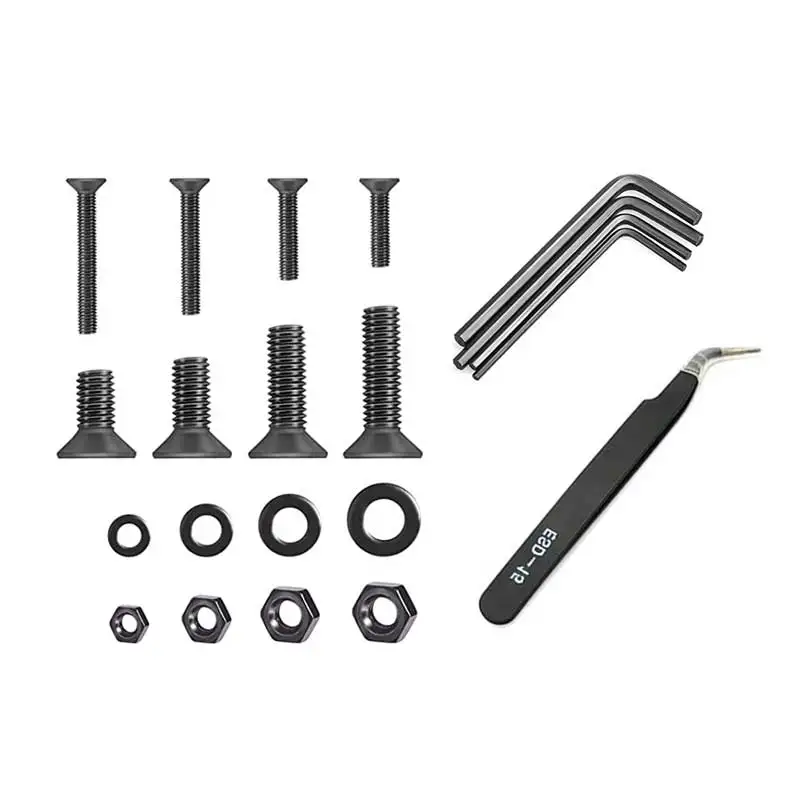 M2 M3 M4 M5 Black Flat Head Bolts Nuts Washers Kit 1490pcs Carbon Steel Socket Head Screws Set With Hexagon Wrench And Tweezers