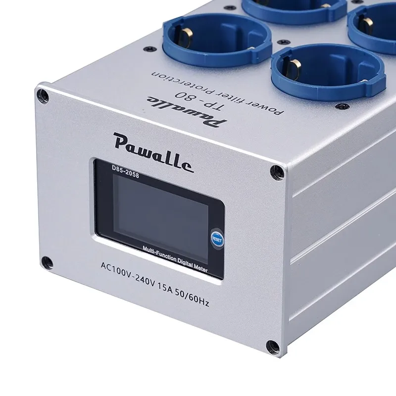 TP80 3000W AC Power Distributor European Standard Power Filter 8-bit EU Power Purifier Socket With Display Function
