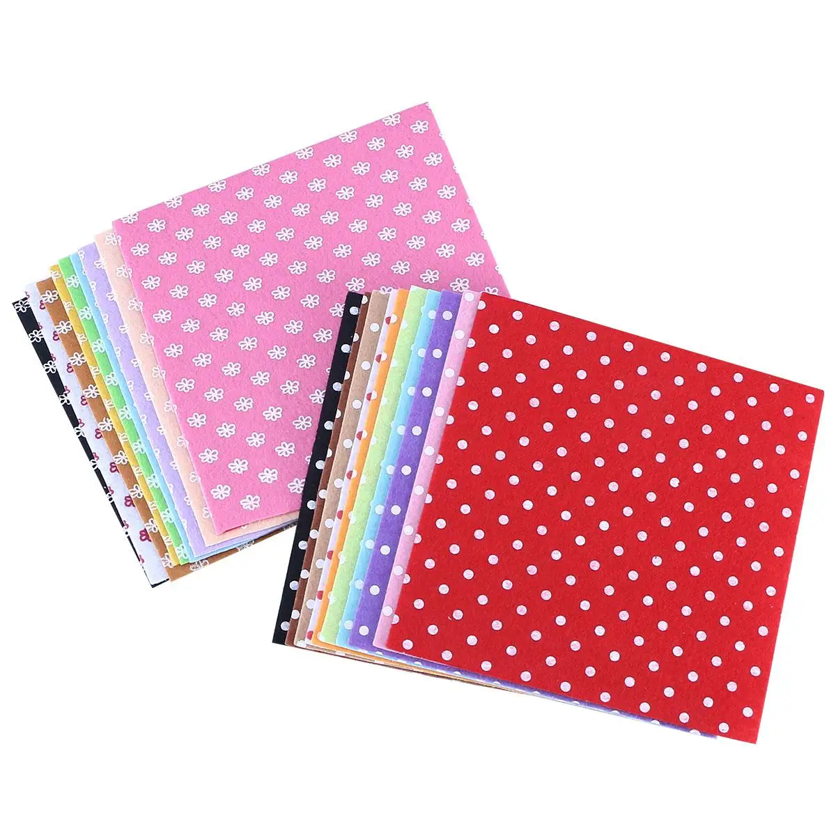 

100pcs Nonwoven Fabric Craft Materials Square Flower Dot Printed Patchwork Sewing for Toys Purse Bags Key Chain for Craft