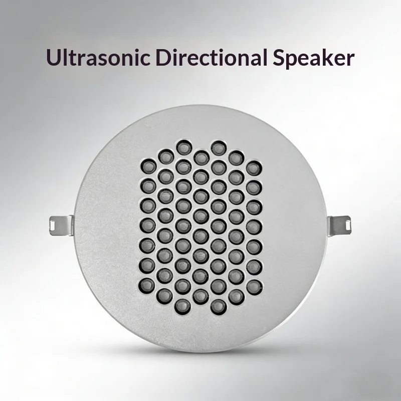 

LISEN G-18 Ultrasonic Directional Speaker, 10-15° Beam, BT5.0 USB TF 3.5mm, 25W, Ceiling Mount, Silver Wood, for Museum Store
