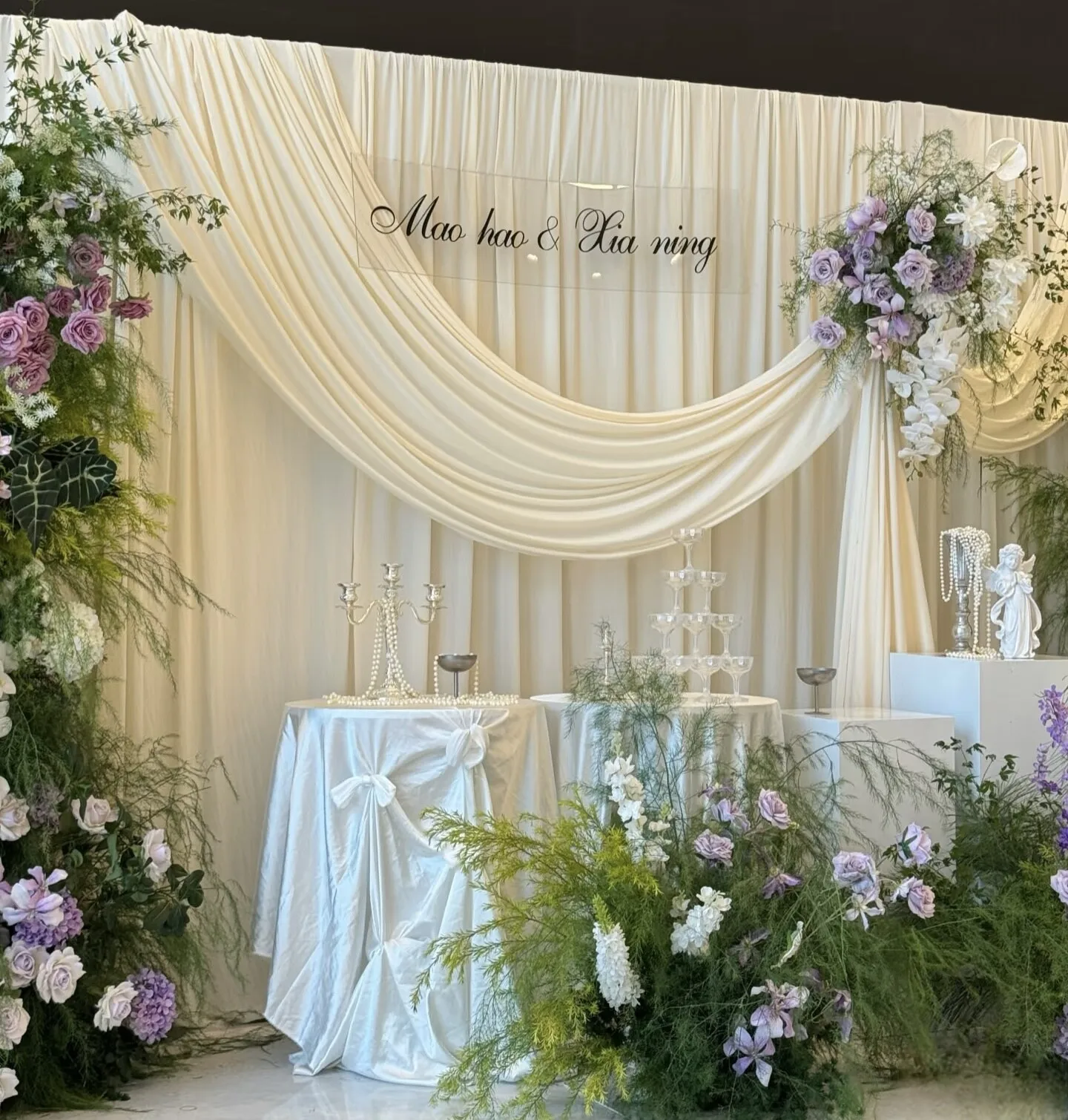 Beige Champagne Fabric Draping for Wedding Background Decoration Cloth Tablecloth Stage Fabric