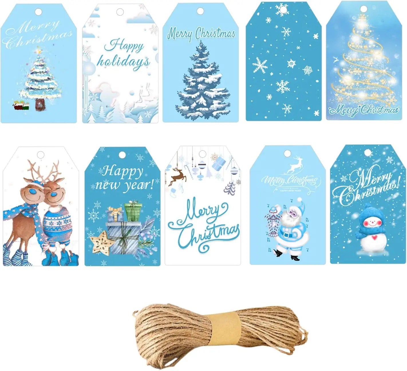 

Веселого Рождества, оберточные именные бирки с пеньковой веревкой, 100 шт., Рождественский Санта-Клаус, снежинка, подарки, праздничная пустая подвесная бумага, подарок Ta