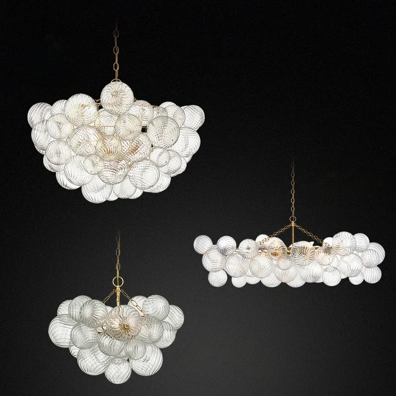 

Nordic Glass Bubble Hanging Chandelier Large Foyer Round Ball Ceiling Pendant Light LED Ceiling Chandelier for Dining Room