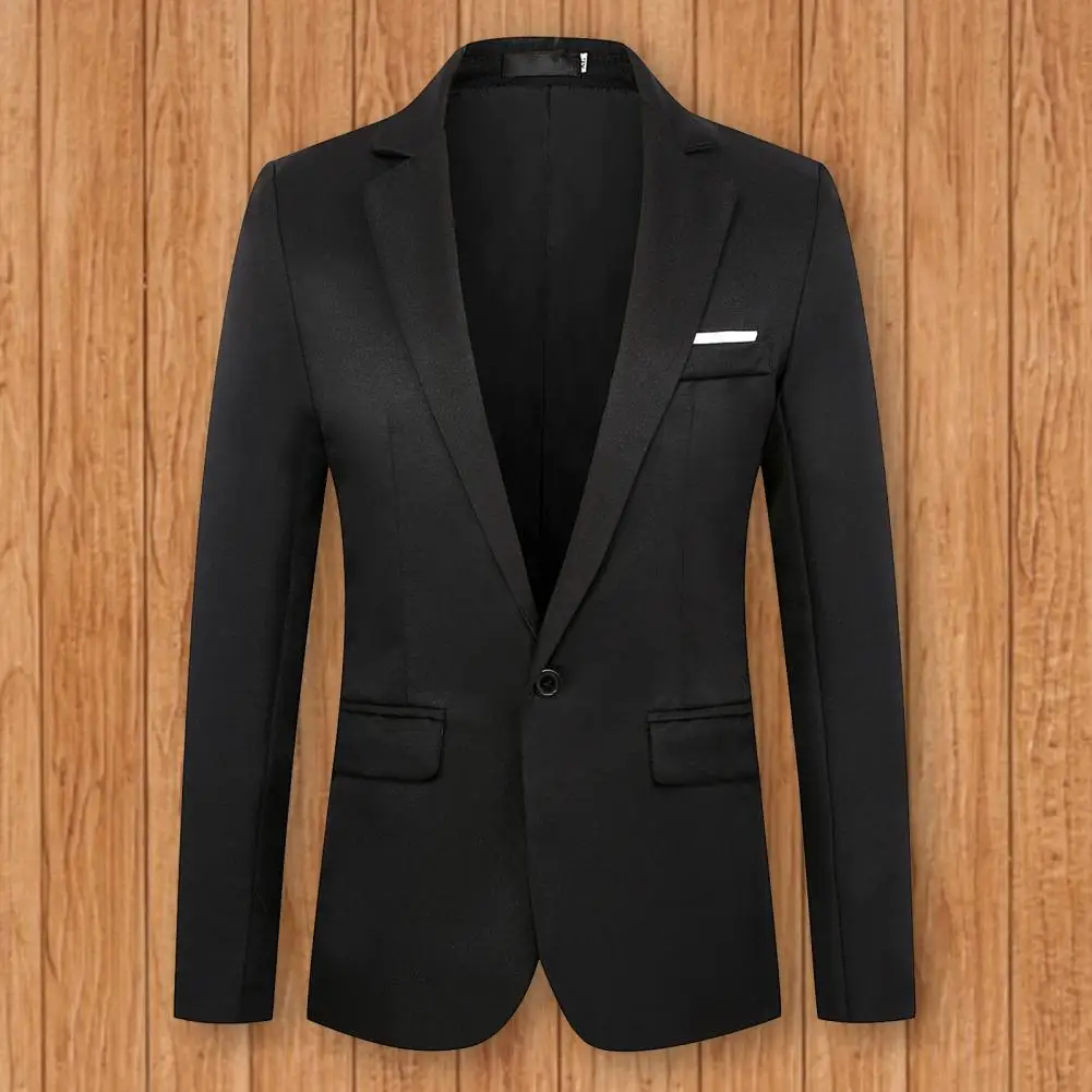 Men Suit Coat Casual Pure Color Slim Fit Blazer Super Soft Suit Jacket  Slim Fit Pockets Suit Jacket for Wedding