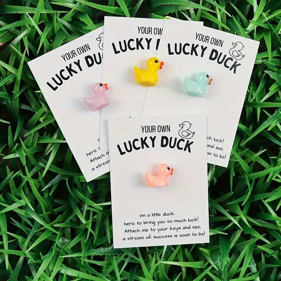 مجموعة عناق الجيب Lucky Duck مكونة من 1000 قطعة - قلادات من الراتنج ذات طابع خيالي مع رسائل ملهمة (متعددة الألوان)، تتضمن هدية C