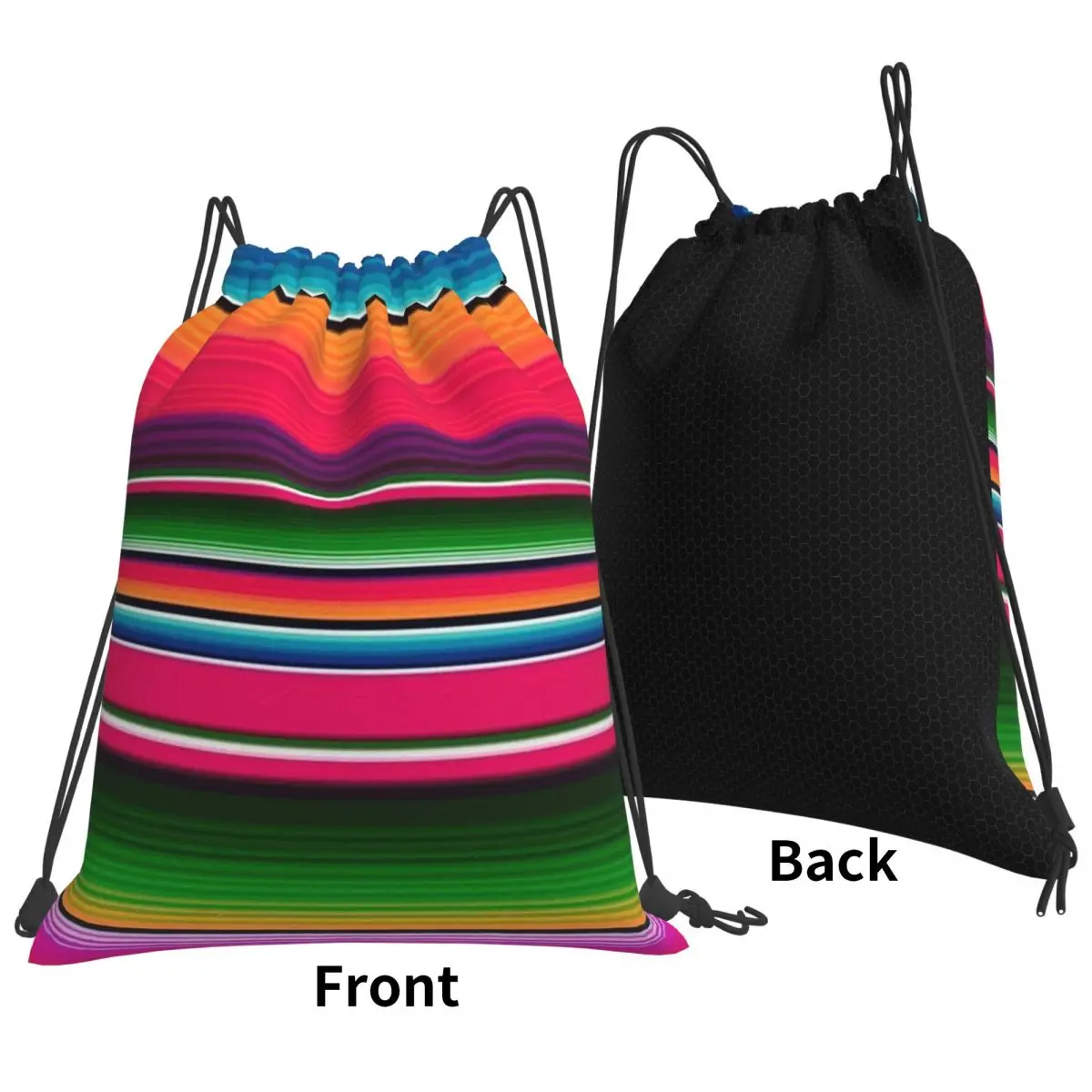 Couverture mexicaine rayée Fi.C. Serape, sacs à dos à la mode, sacs à ficelle de proximité portables, sac de rangement pour livres, sacs d'école pour hommes et femmes