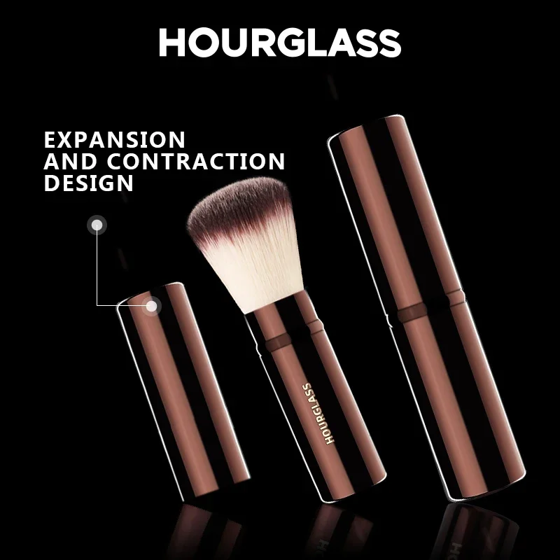 Hourglass makeup brush powder blusher brush multi-function portable retractable makeup brush with cover powder setting brush