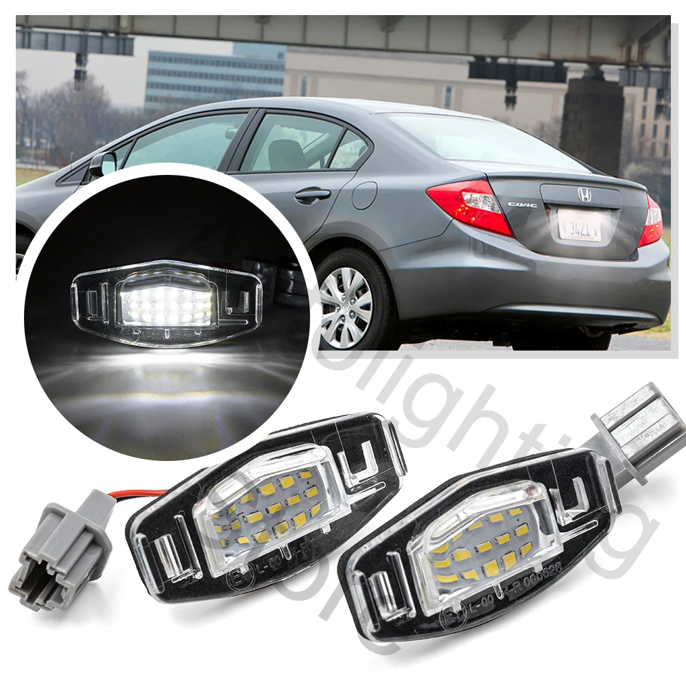 

2pcs White LED license Number License Plate Lamp For Honda Civic 2001-2012 2013- 7th 8th 9th Odyssey Accord Acura MDX RL TSX RDX