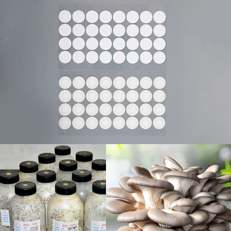 Stiker kertas Filter jaring steril sintetis, 32 buah/lembar stiker kertas penyaring hidrofobik 20mm untuk budidaya jamur