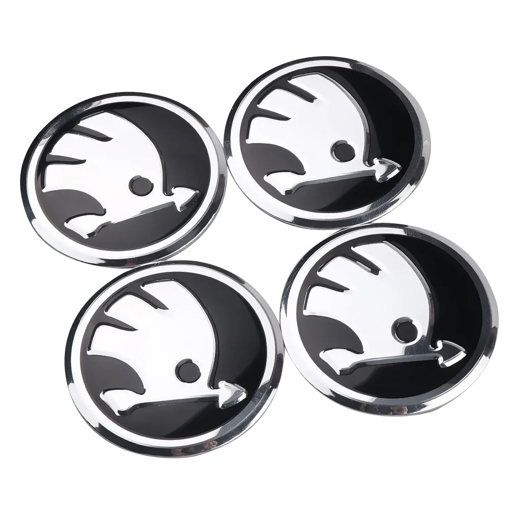 4pcs 56/60mm Car Wheel Center Cover Badge Sticker Hub Cap Replacement For Skoda S Fabia 2 Superb 2 Octavia Karoq VII VRS Scala